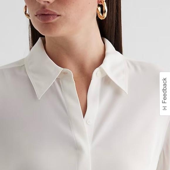 EXPRESS Portofino Slim fit LS shirt- WOMEN SIZE XS- White - Picture 11 of 12